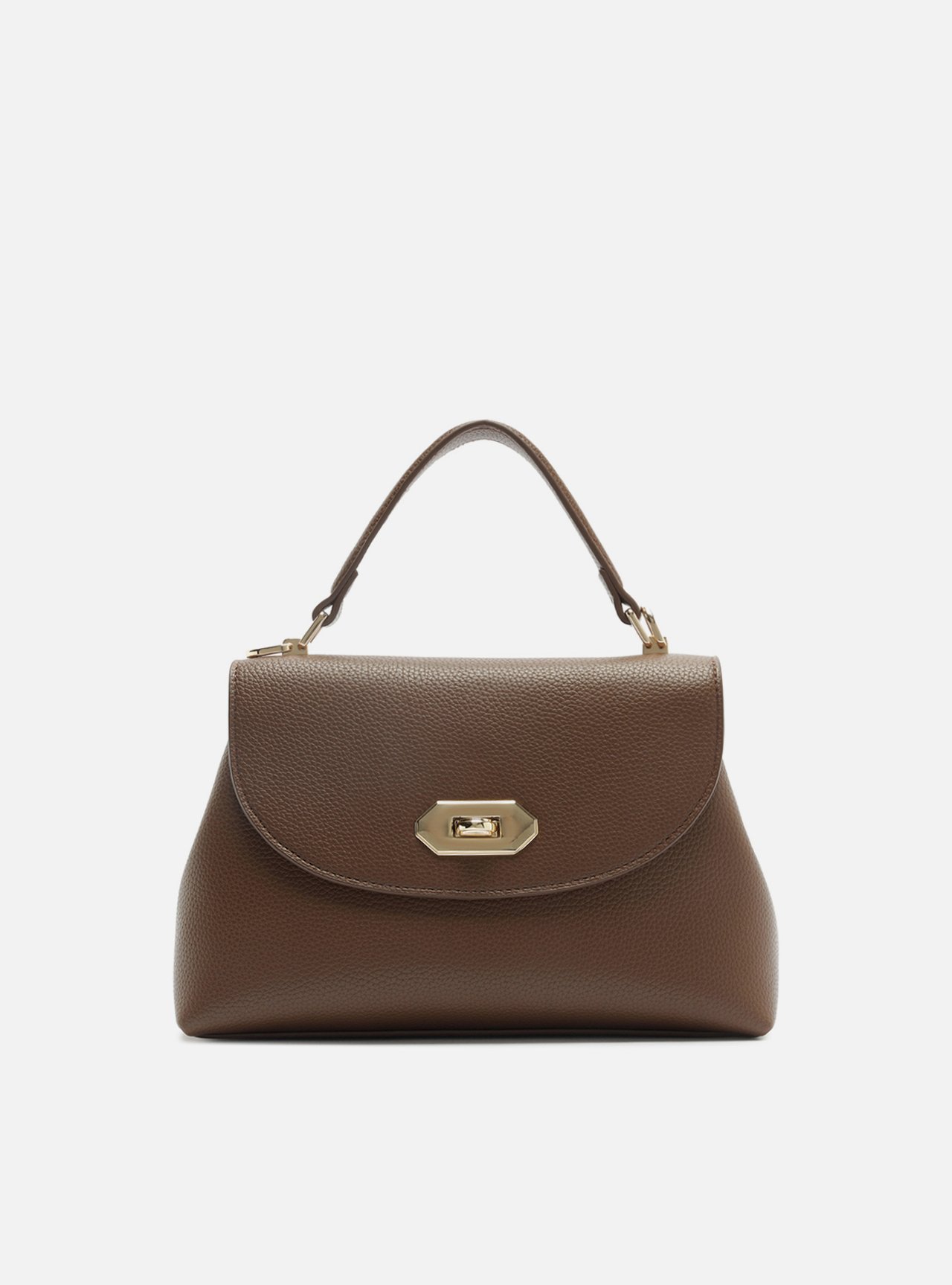 Bolsa Tiracolo Marrom Média Fecho Dourado — foto 1