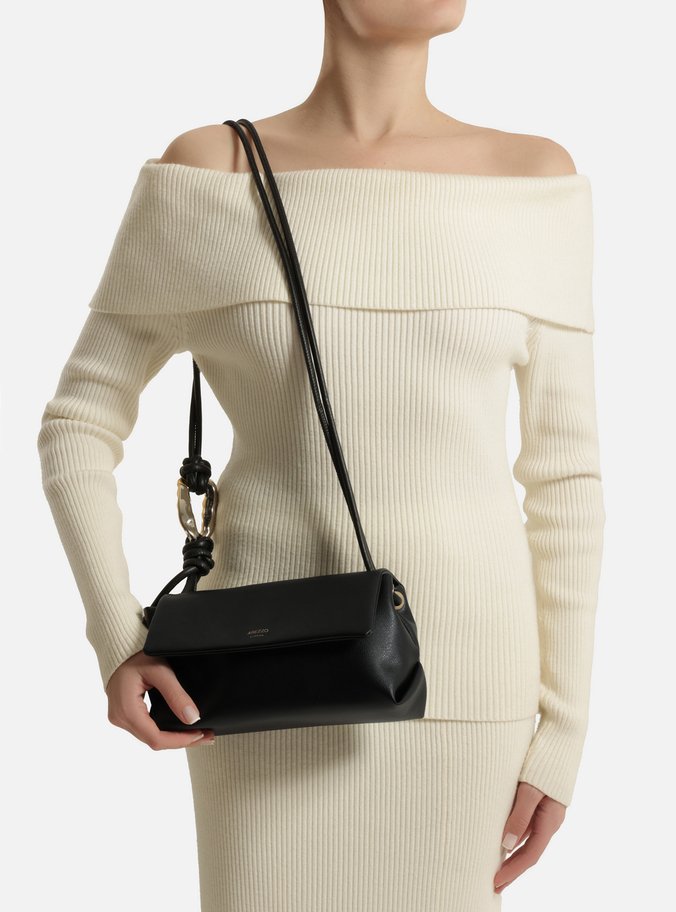 Bolsa Shoulder Preta Média Metal Orgânico