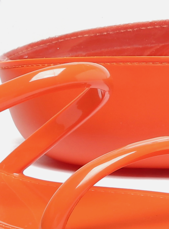 Kit Rasteira Laranja Brilho e Bag Transparente Brizza