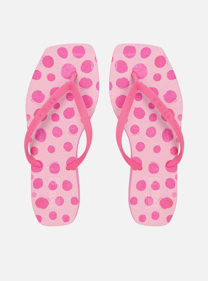 Chinelo de Dedo Rosa Square Print Poá