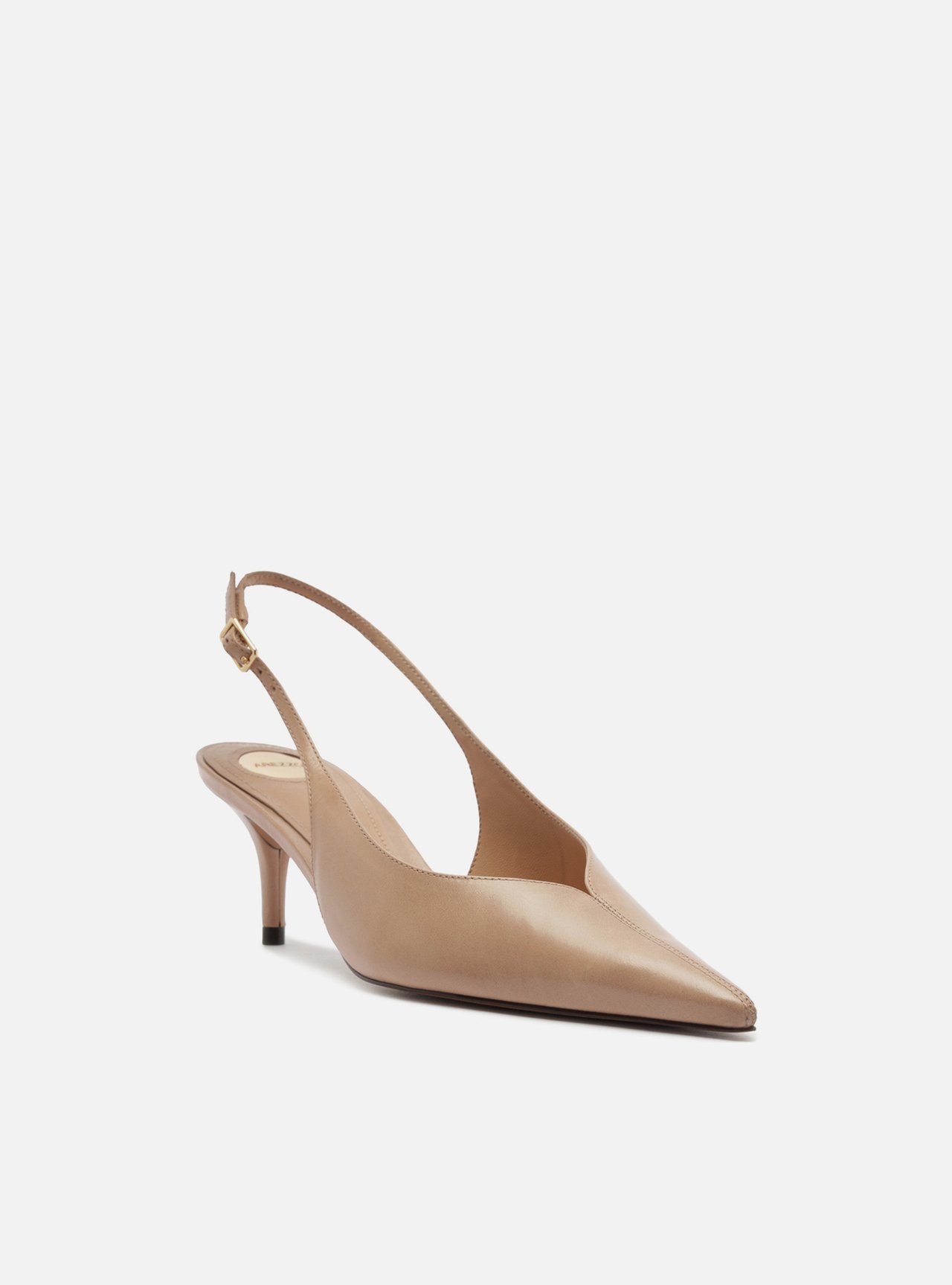 Scarpin Nude Couro Salto Fino Slingback — foto 2