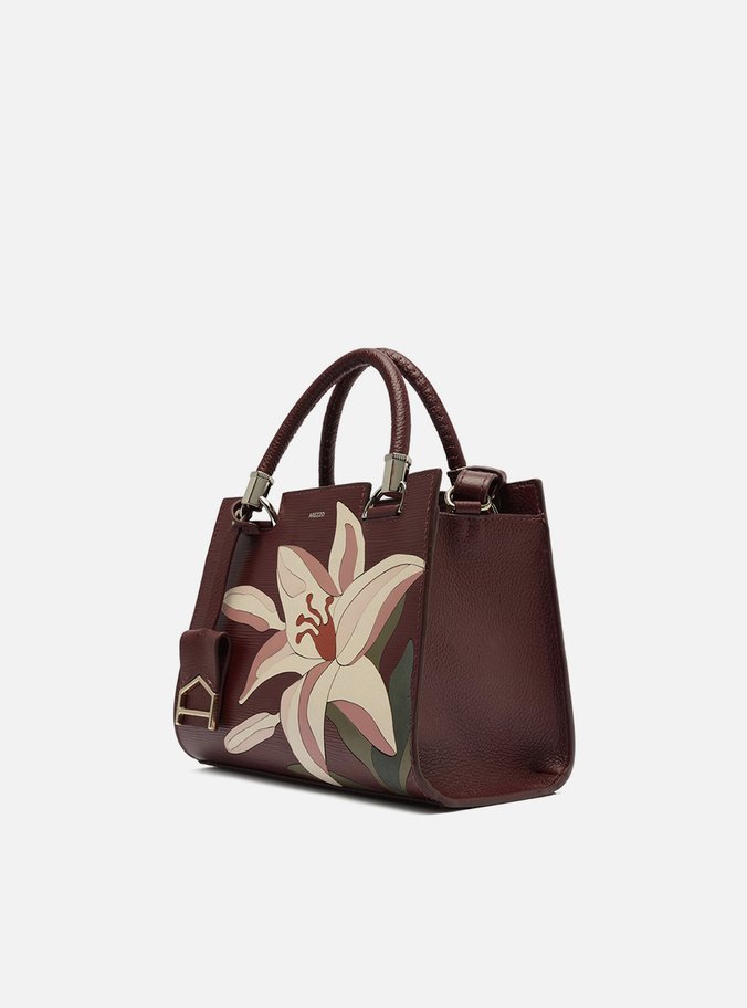 Bolsa Tote Vermelha Couro Abraccio Média Flor