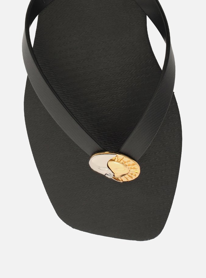 Chinelo de Dedo Preto Square Tiras