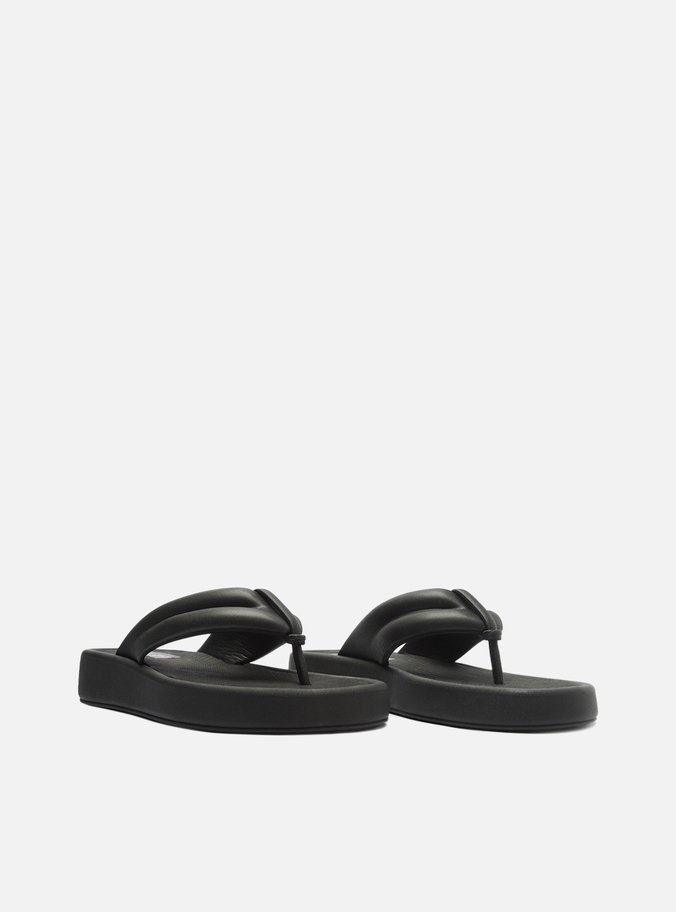 Sandália Preta Tiras Largas Flatform Kim Flex