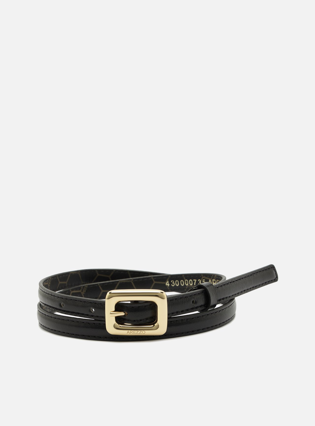 Cinto Preto Couro Fino Maxi Fivela Retangular — foto 3