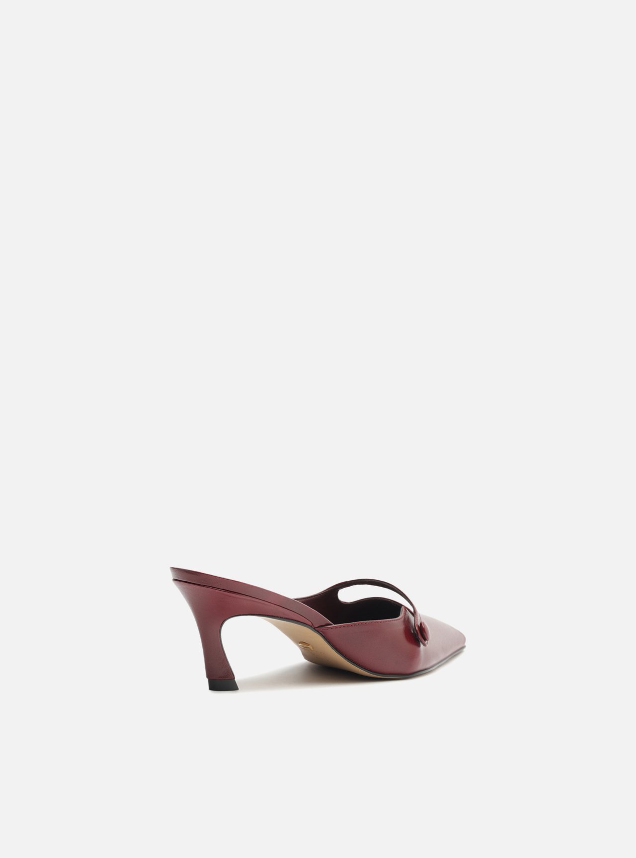 Mule Vermelho Couro Bico Fino Botão — foto 3