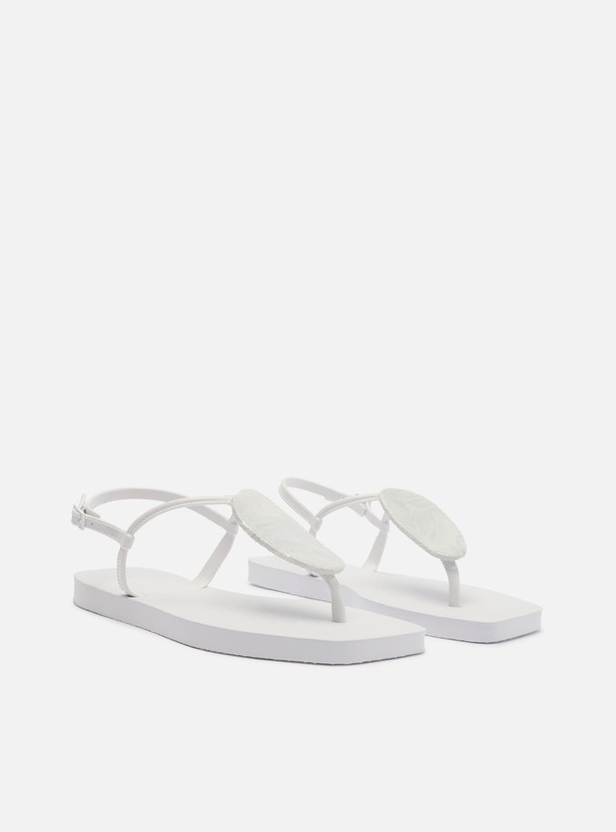 Sandália Rasteira Branca Slim Square Quartzo