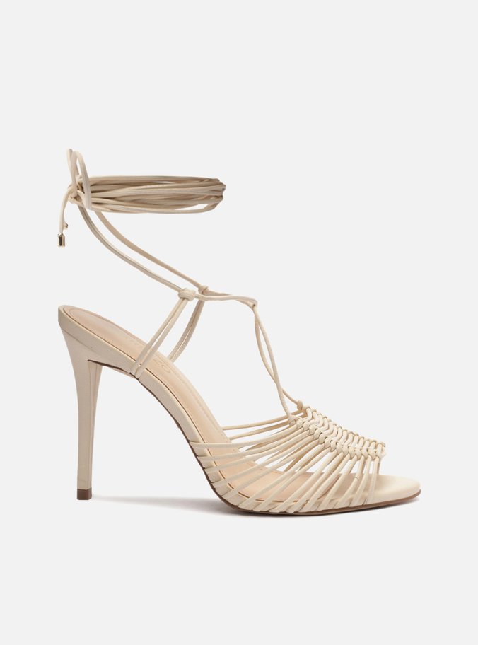 Sandália Off-White Salto Fino Multi Tiras Amarração
