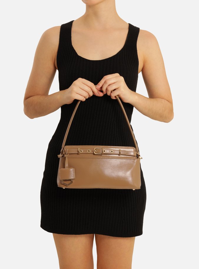 Bolsa Tiracolo Bege Couro Pequena Victória
