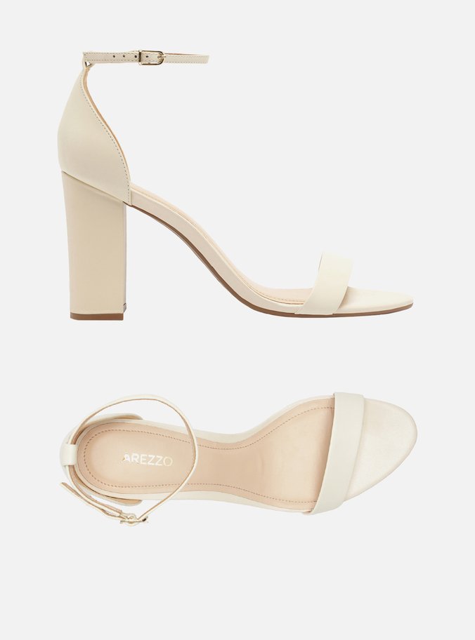 Sandália Off-White Couro Bloco Alto Isabelli