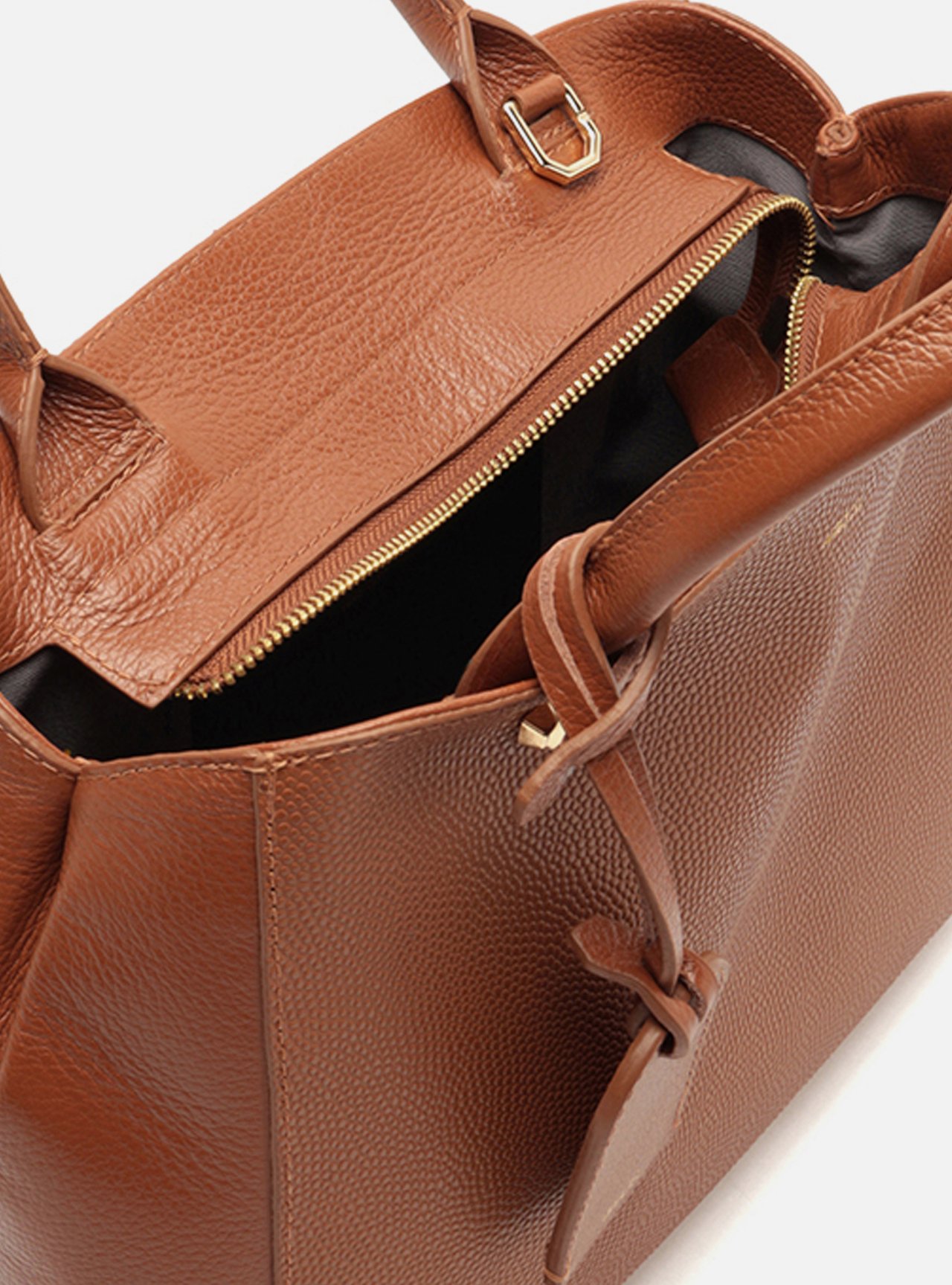 Bolsa Tote Marrom Couro Bella Média — foto 4