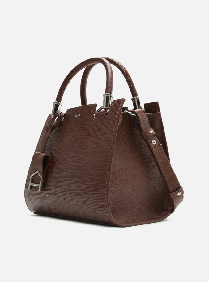 Bolsa Tote Marrom Couro Abraccio Média Nero Brown