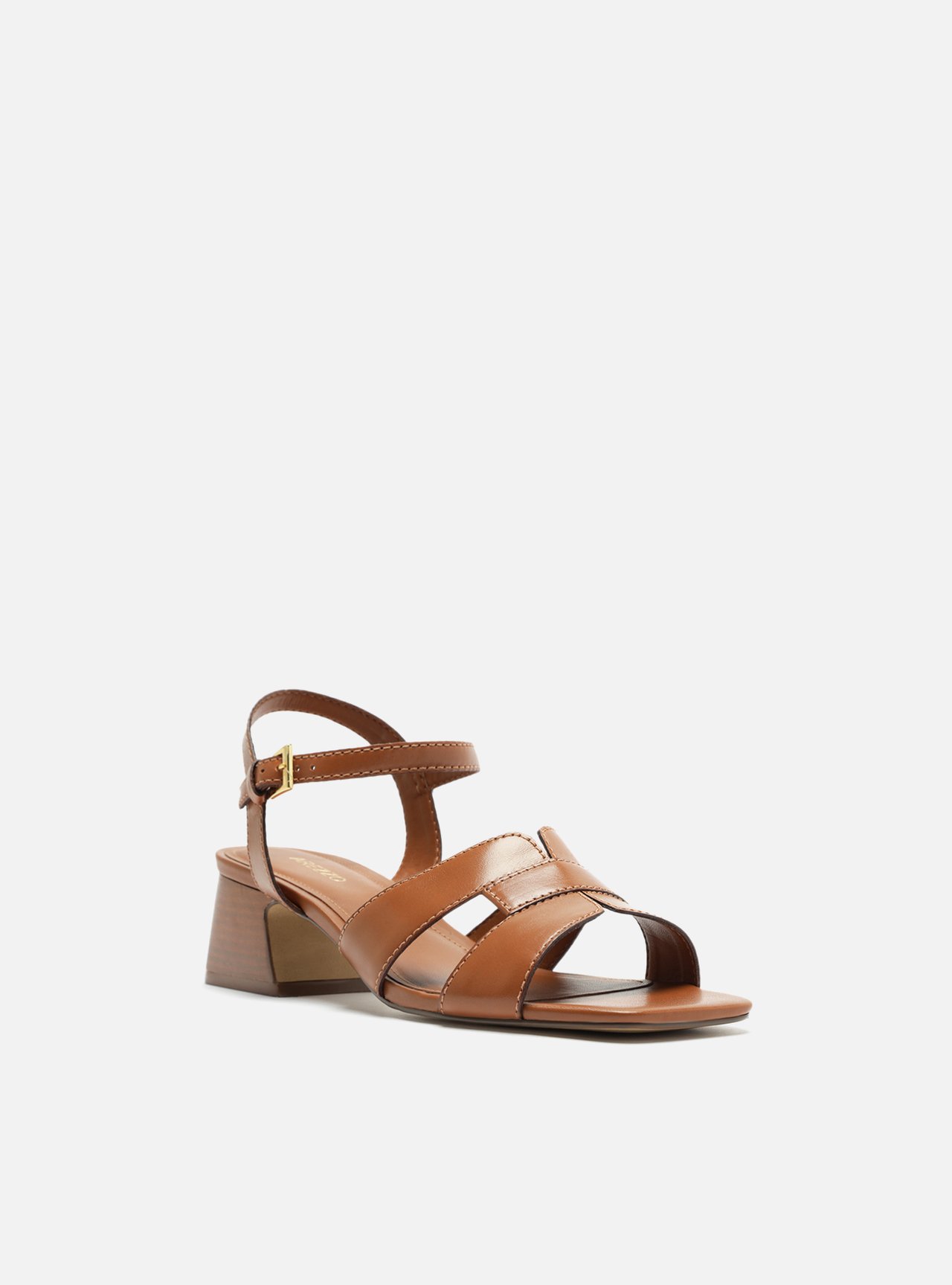 Sandalia marrom salto hot sale baixo