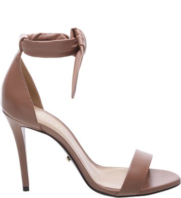 Sandália Couro Clássica Lace-up Salto Alto Smoke Rose