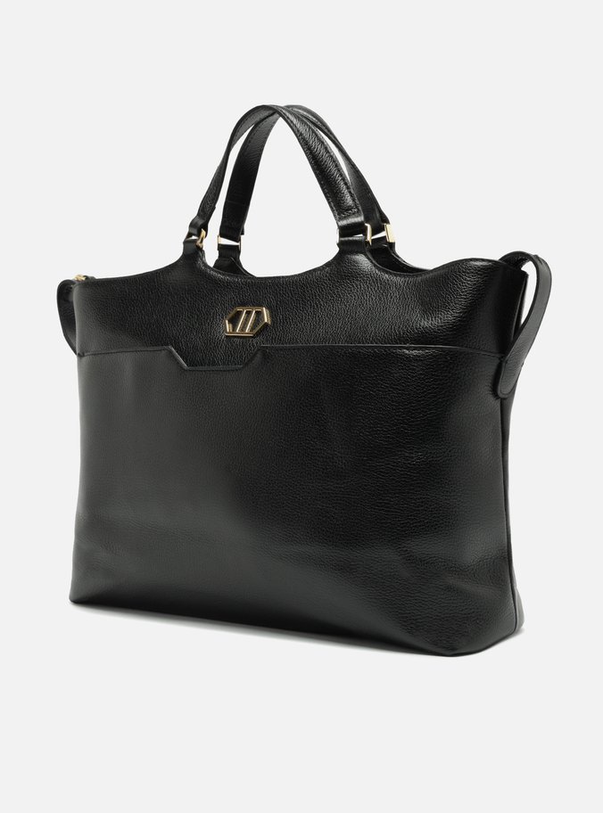 Bolsa Tote Preta Couro Grande Bolso Frontal