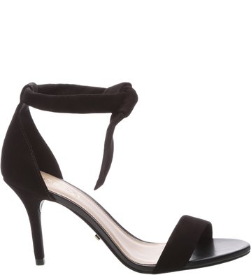Sandália Nobuck Lace-up Salto Médio Preta