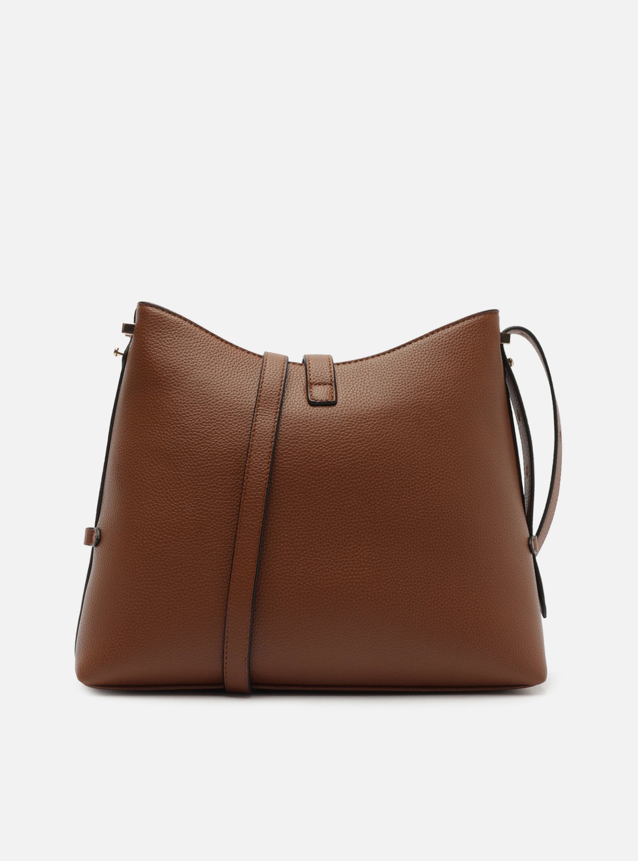Bolsa Tiracolo Marrom Grande Fivela Dourada — foto 3