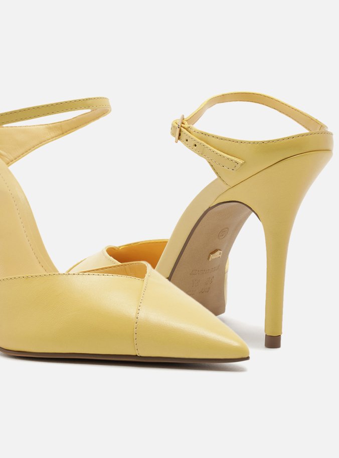 Scarpin Amarelo Couro Salto Alto