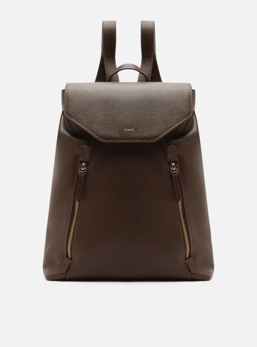 Mochila Marrom Intense Couro Grande Bolsos
