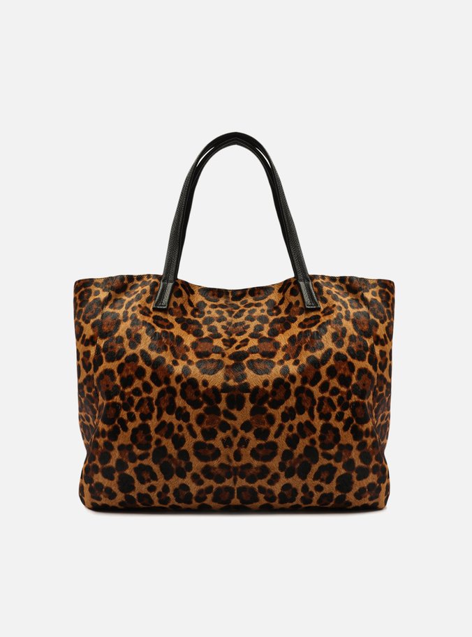 Bolsa Shopping Onça Pelo Fio Grande Preta