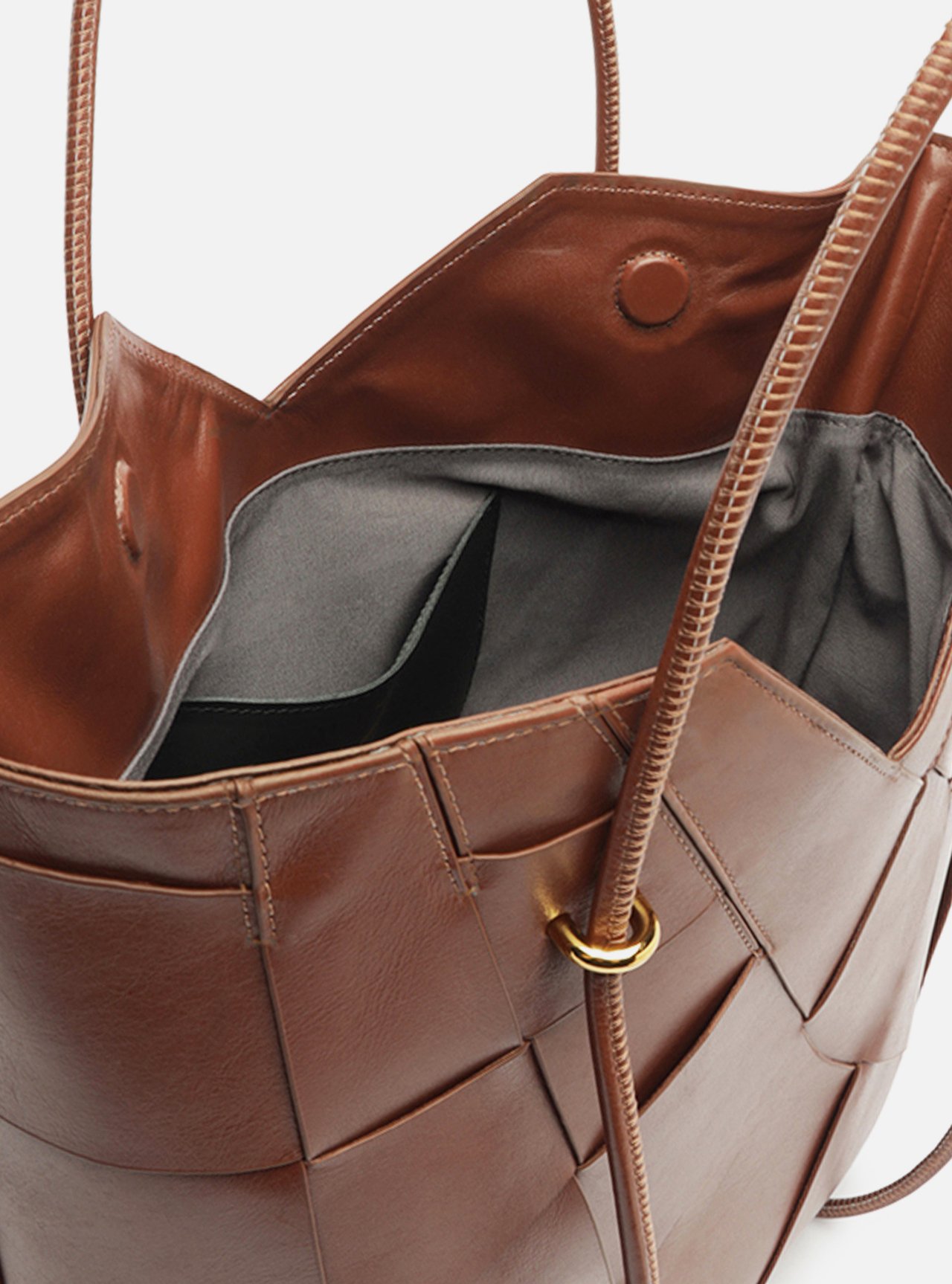 Bolsa Shopping Marrom Couro Tressê V — foto 4