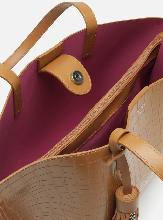 Bolsa Shopping Marrom Croco Valentina Grande