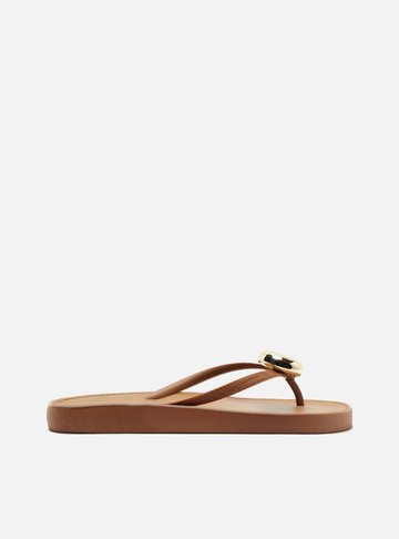 Chinelo de Dedo Marrom Recouro Fit Metal