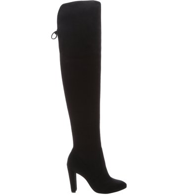 Bota Over the Knee Veludo Salto Preta