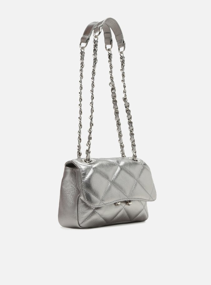 Bolsa Tiracolo Prata Velho Couro Mizz Pequena