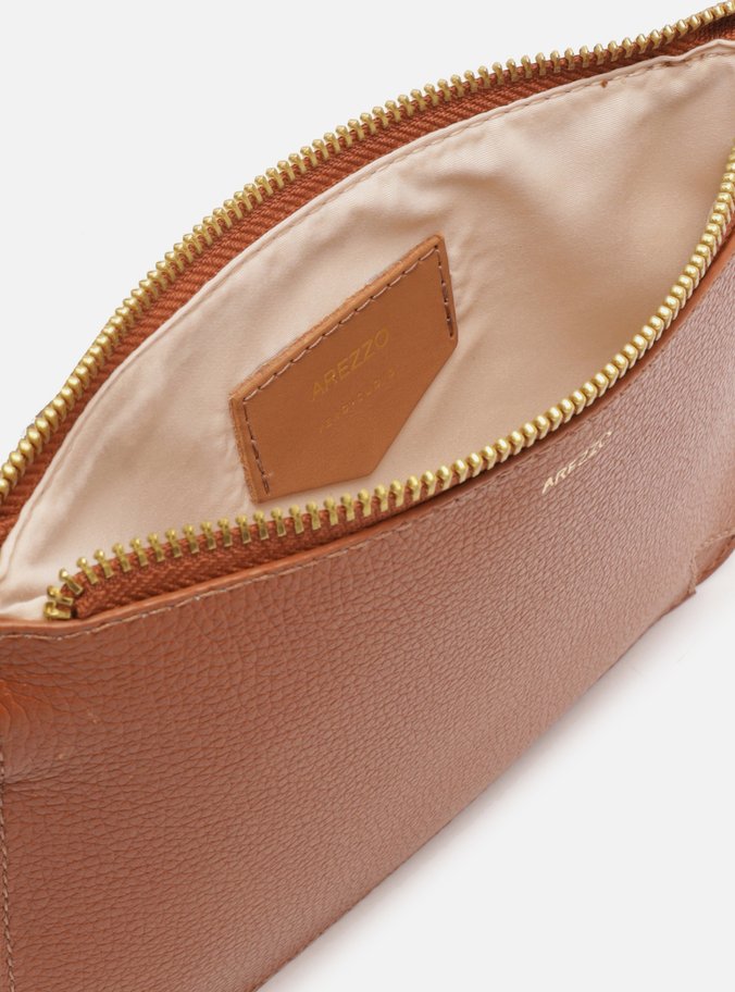 Pouch Marrom Couro Pequeno Alça