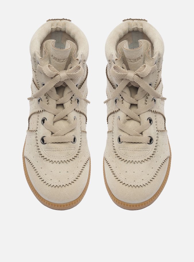 Tênis Sneaker Nude Camurça Cano Médio Amarração
