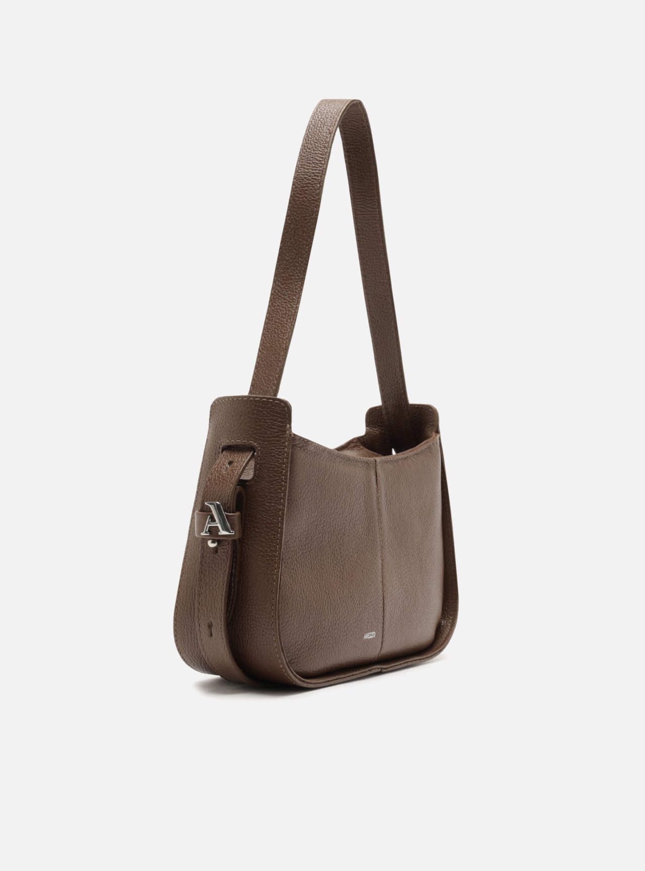 Bolsa Hobo Marrom Couro Média — foto 5