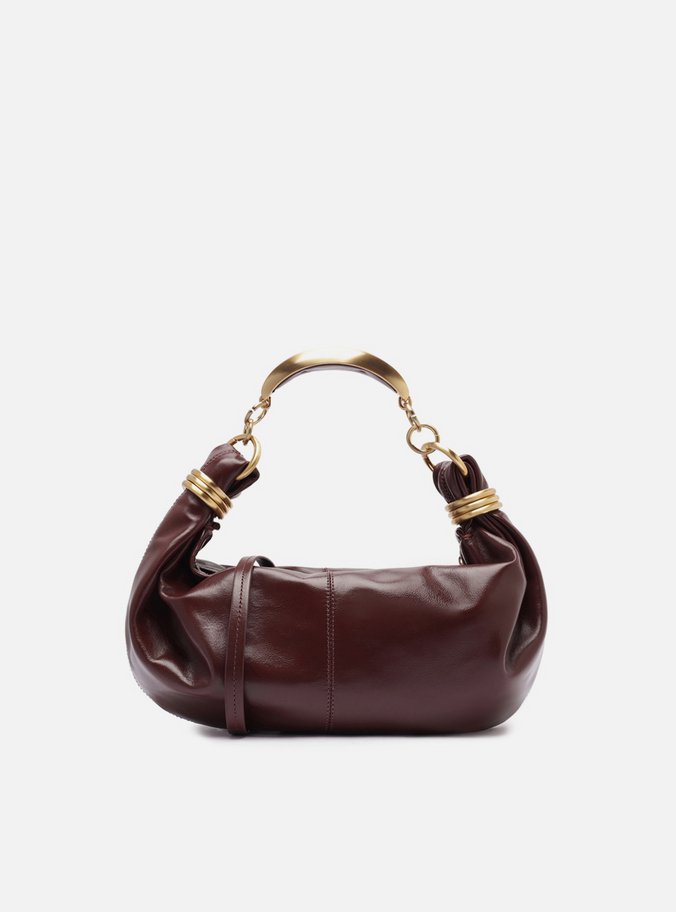 Bolsa Tiracolo Vinho Couro Média Alça Argolas
