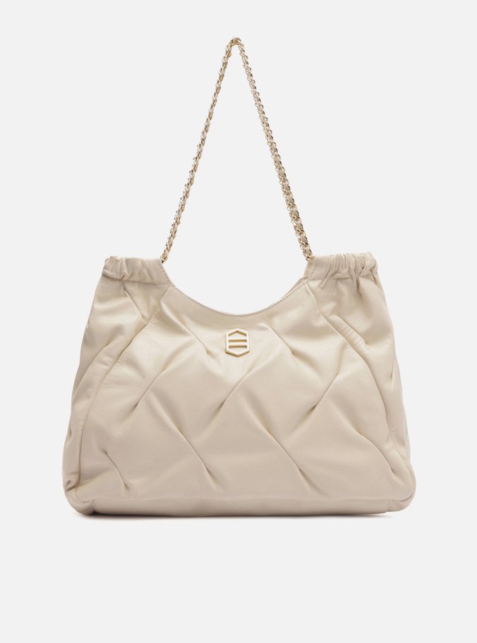 Bolsa Shopping Off White Couro Grande Frisos