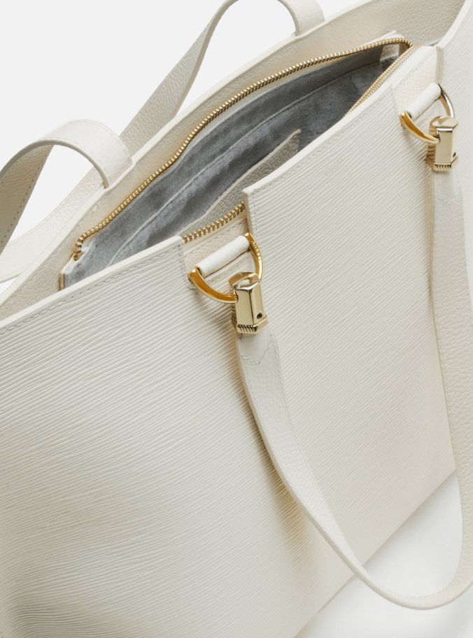 Bolsa Shopping Off-White Couro Abraccio Grande