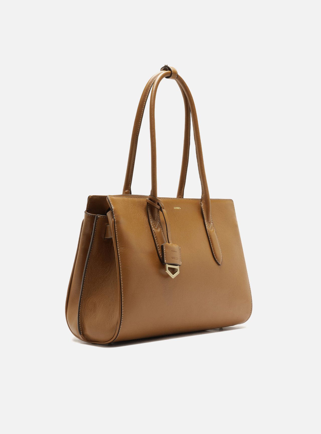 Bolsa Tote Marrom Couro Média Metais — foto 5