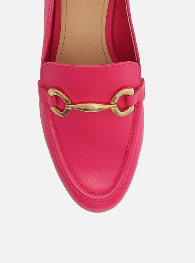 Mocassim Rosa Couro Bridão Metálico Luma