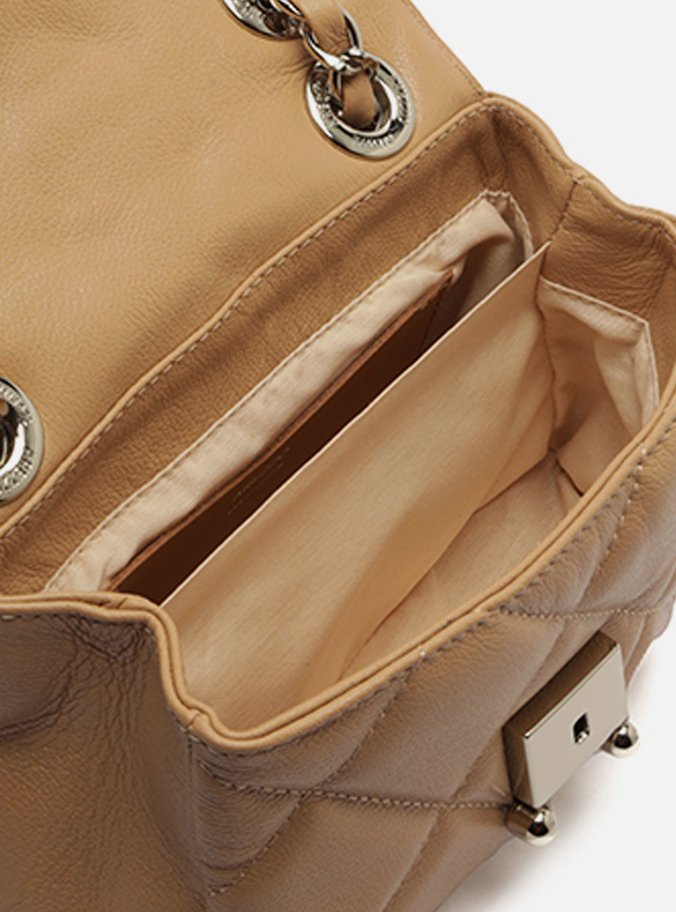 Bolsa Tiracolo Bege Couro Mizz Pequena