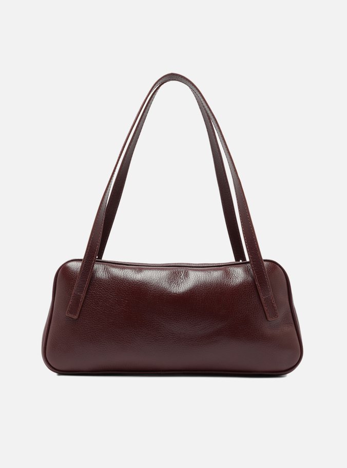Bolsa Bowling Vinho Couro Grande Metal Flor