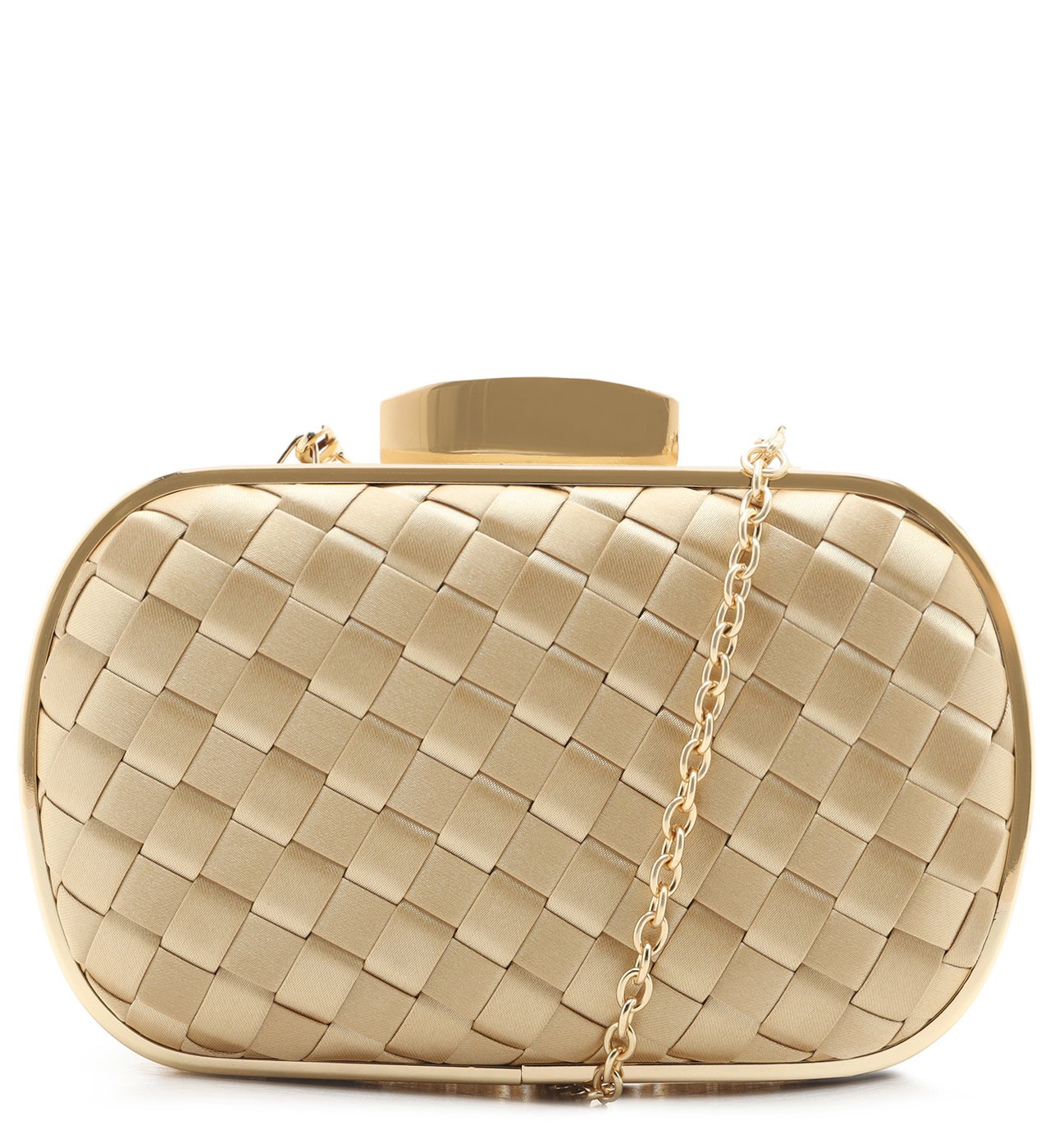 Clutch Dourada Cetim Tressê Média Light Gold Arezzo