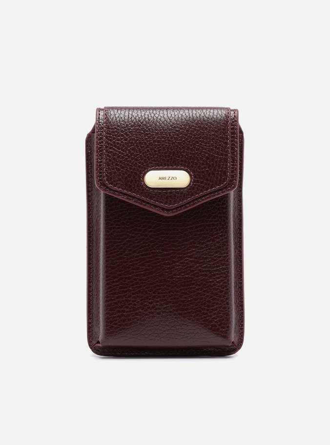 Mini Bag Vinho Couro Porta-Celular Tag Metal