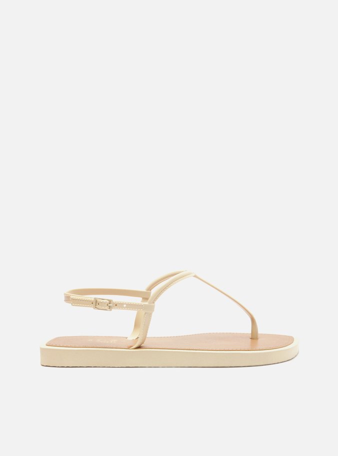 Sandália Rasteira Off-White e Slim Leaf Thong