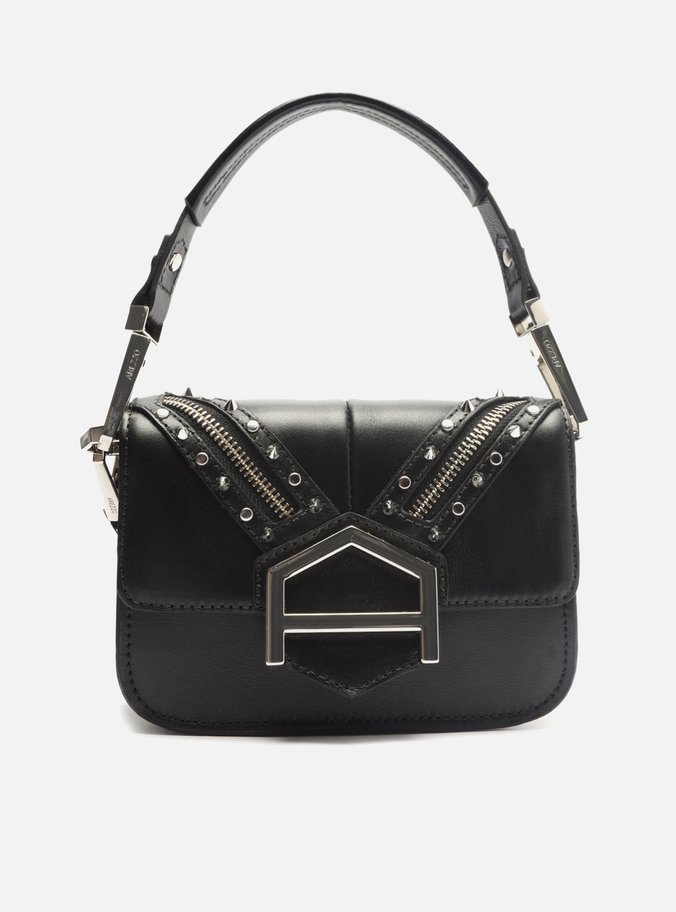 Bolsa Tiracolo Preta Couro Pequena Spikes