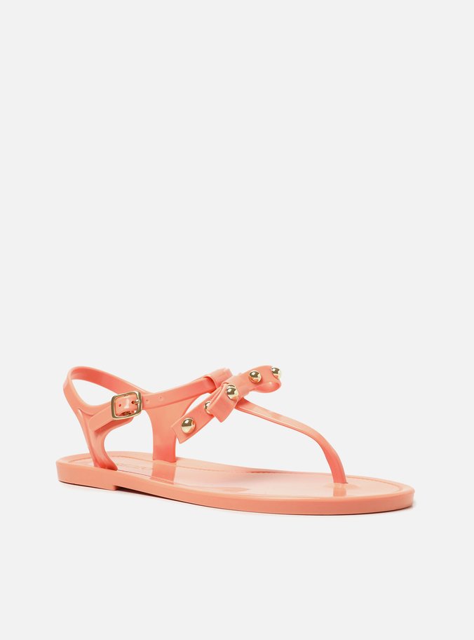 Rasteira Laranja Coral Laço Brizza