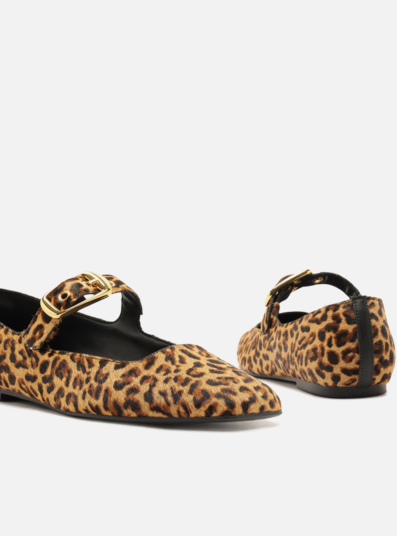 Sapatilha Animal Print Couro Bico Quadrado Fivela — foto 4