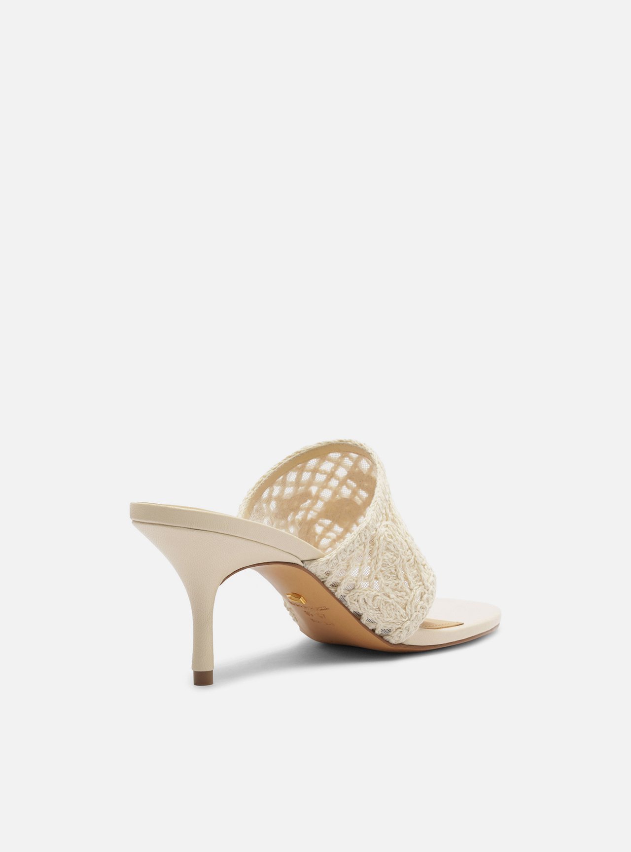 Sandália Off White Bordada Salto Fino Semi Coberta — foto 3