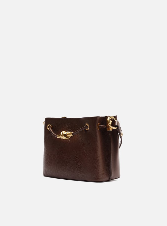 Bolsa Tiracolo Marrom Dark Couro Helena Pequena Nó