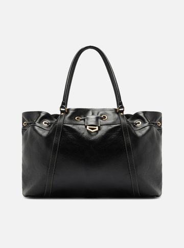 Bolsa Shopping Preta Couro Alicia Grande
