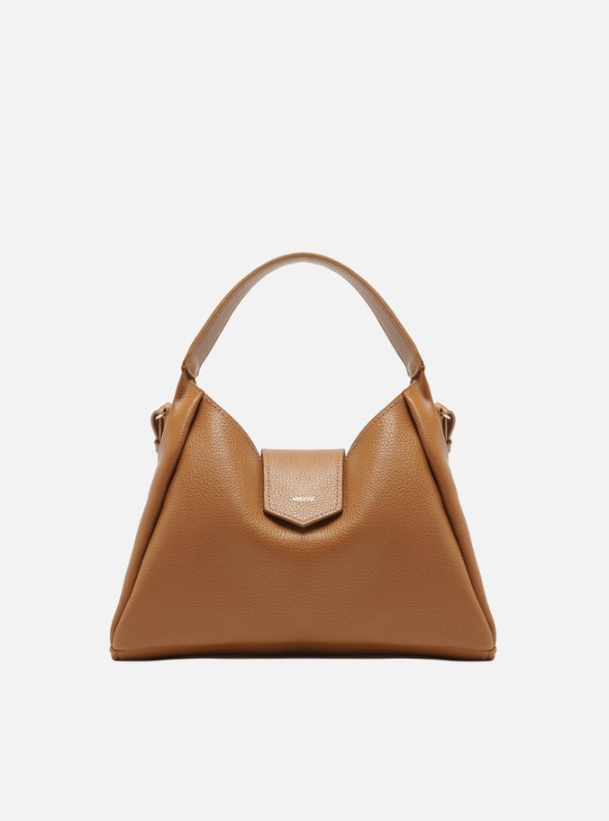 Bolsa Hobo Marrom Couro Média Lapela