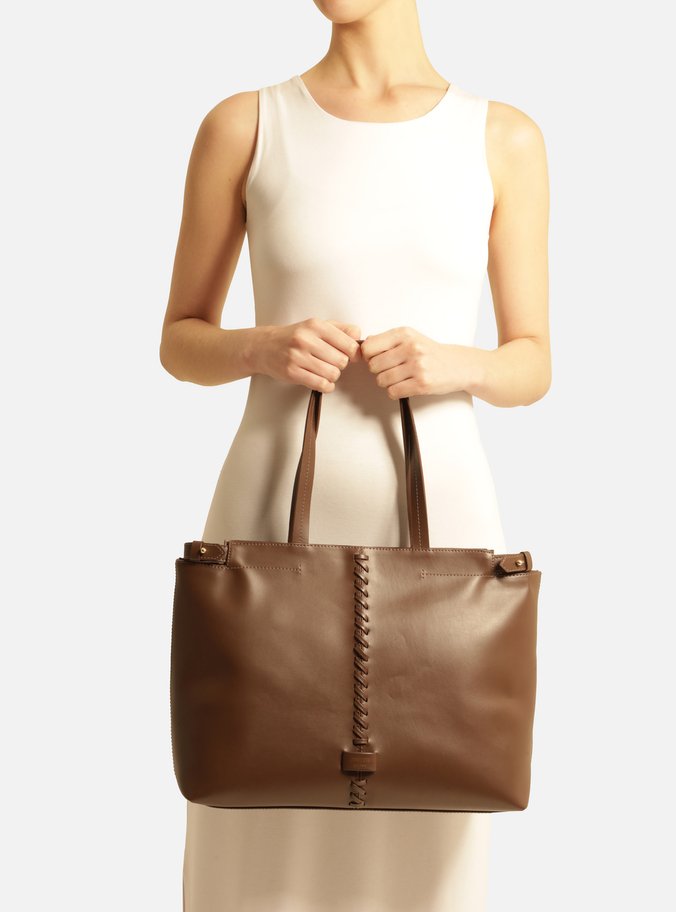 Bolsa Tote Marrom Giorno Média Trançado